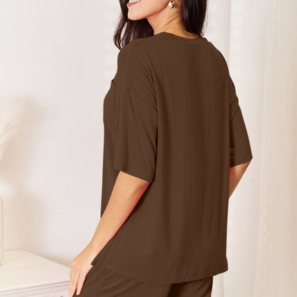 Basic Bae Full Size Soft Rayon Half Sleeve Top and Shorts Set - MimiStylez