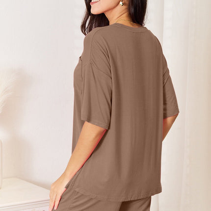 Basic Bae Full Size Soft Rayon Half Sleeve Top and Shorts Set - MimiStylez