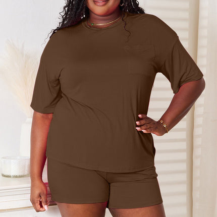 Basic Bae Full Size Soft Rayon Half Sleeve Top and Shorts Set - MimiStylez