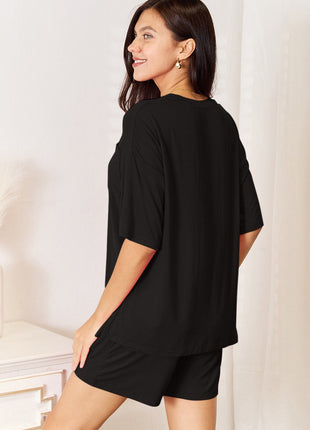 Basic Bae Full Size Soft Rayon Half Sleeve Top and Shorts Set - MimiStylez