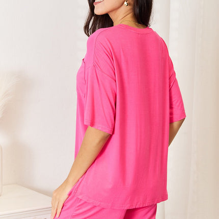Basic Bae Full Size Soft Rayon Half Sleeve Top and Shorts Set - MimiStylez