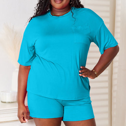 Basic Bae Full Size Soft Rayon Half Sleeve Top and Shorts Set - MimiStylez
