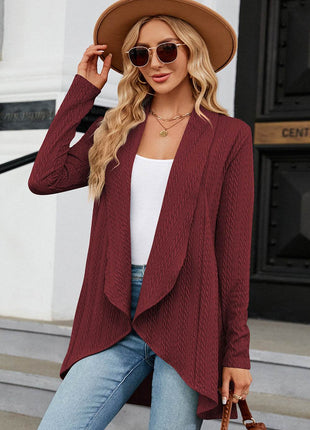 Open Front Long Sleeve Cardigan - MimiStylez