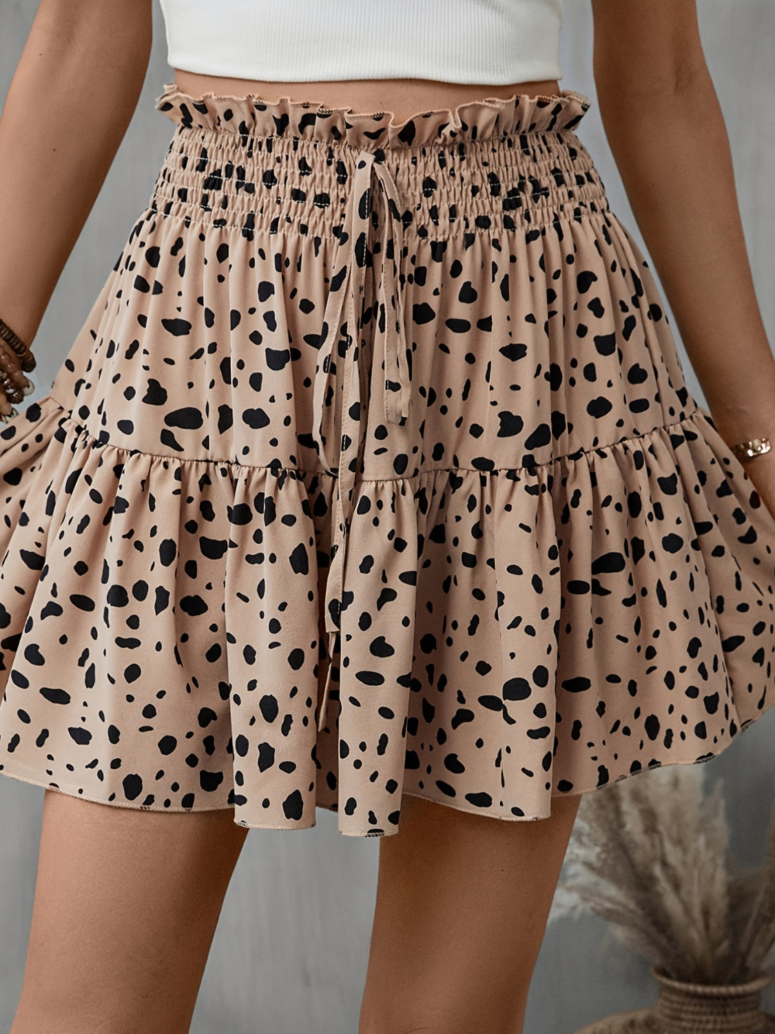 Frill Tied Printed Mini Skirt