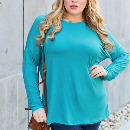Basic Bae Full Size Round Neck Dropped Shoulder T-Shirt - MimiStylez