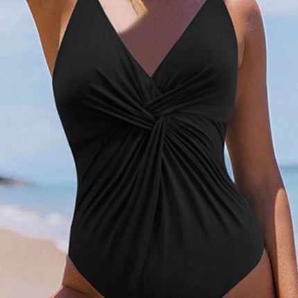 Twisted Crisscross V-Neck One-Piece Swimwear - MimiStylez