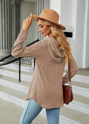 Long Sleeve Hooded Blouse - MimiStylez