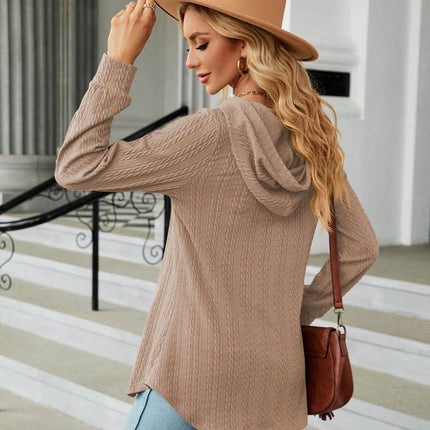 Long Sleeve Hooded Blouse - MimiStylez