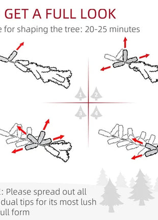 6FT Prelit Flocked Pencil Christmas Tree - Pine Realistic Branches, Warm White LED Lights, Auto Open, Pink And White