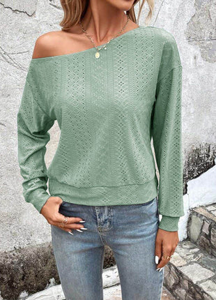 Eyelet Dropped Shoulder Blouse - MimiStylez