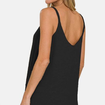Zenana Woven Double Spaghetti Strap V-Neck Cami - MimiStylez