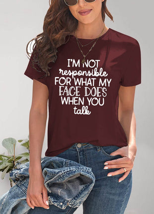 Letter Graphic Round Neck Short Sleeve T-Shirt - MimiStylez