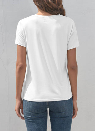 Graphic Round Neck Short Sleeve T-Shirt - MimiStylez