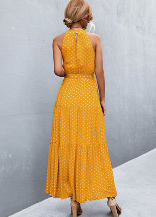 Printed Sleeveless Tie Waist Maxi Dress - MimiStylez