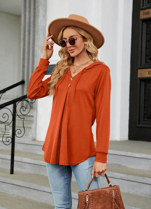 Long Sleeve Hooded Blouse - MimiStylez