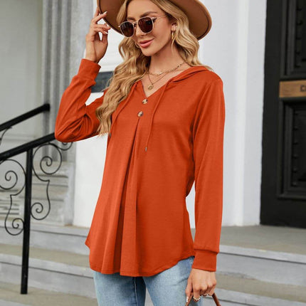 Long Sleeve Hooded Blouse - MimiStylez