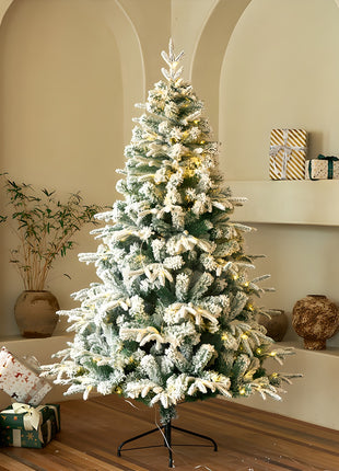 6FT- White Flocked Pre lit Lush Christmas Tree
