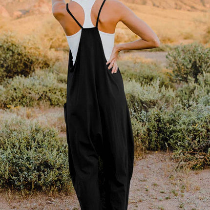 Double Take Full Size V-Neck Sleeveless Jumpsuit with Pockets - MimiStylez