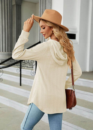 Long Sleeve Hooded Blouse - MimiStylez