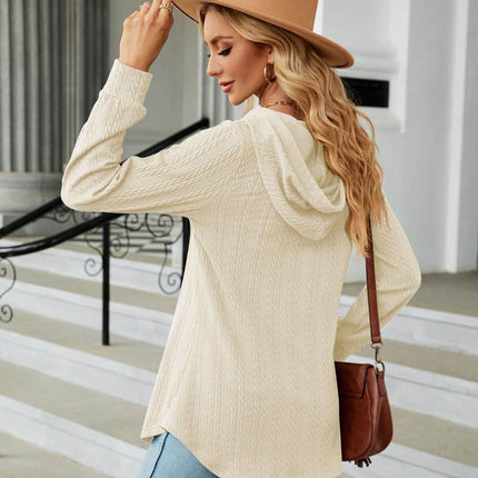 Long Sleeve Hooded Blouse - MimiStylez