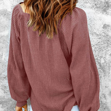 Square Neck Waffle-Knit Top - MimiStylez