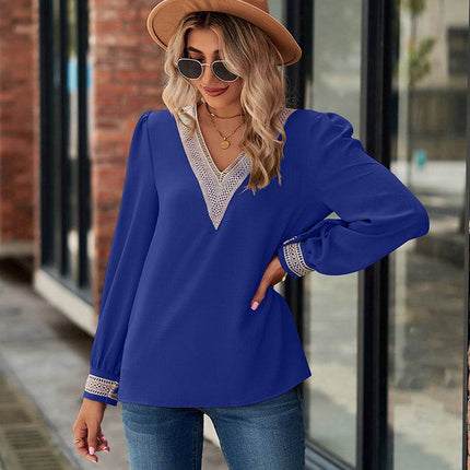 V-Neck Long Sleeve Blouse - MimiStylez