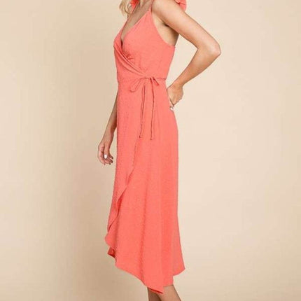 Culture Code Ruffle Detail Surplice Wrap Slip Dress - MimiStylez