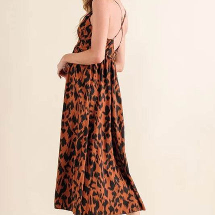 And The Why Leopard Print Plunge Maxi Dress - MimiStylez