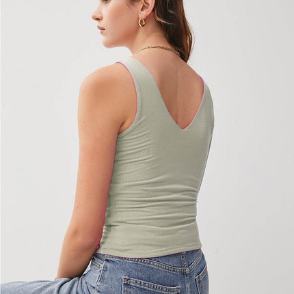 Be Cool V-Neck Wide Strap Tank - MimiStylez