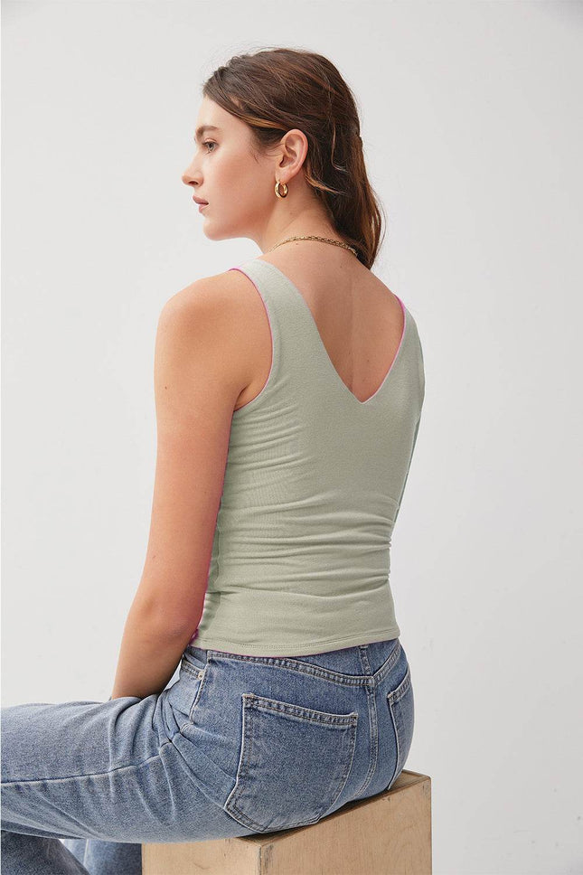 Be Cool V-Neck Wide Strap Tank - MimiStylez