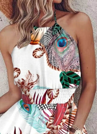 Paisley Print Halter Neck Mini Dress - MimiStylez