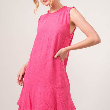 And The Why Washed Fringe Detail Tiered Dress - MimiStylez