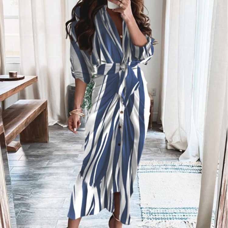 Sexy Printed Pleated Irregular Tie Dress