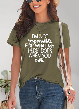 Letter Graphic Round Neck Short Sleeve T-Shirt - MimiStylez