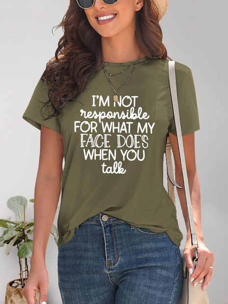 Letter Graphic Round Neck Short Sleeve T-Shirt - MimiStylez