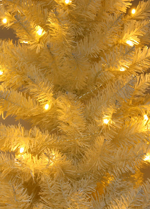 White 6.5ft, 250 Lights, Warm Color 8 Mode, 719 Branches, Pointed Pencil Christmas Tree