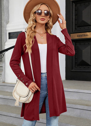 Open Front Long Sleeve Cardigan - MimiStylez