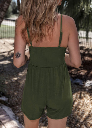 V-Neck Spaghetti Strap Romper - MimiStylez
