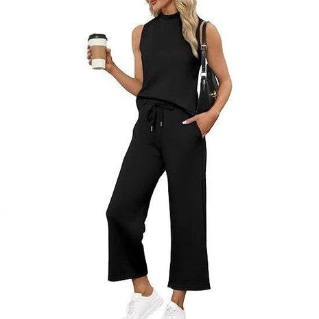 Sleeveless Top Wide Leg Cropped Pants - MimiStylez