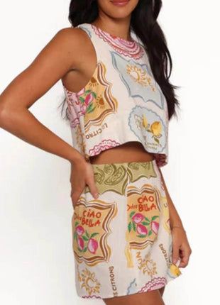 Printed Tank and Skort Two-Piece Set - MimiStylez