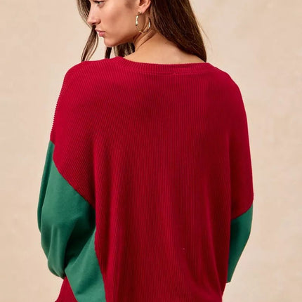 BiBi Christmas Theme Tree Embroidered Sweater - MimiStylez