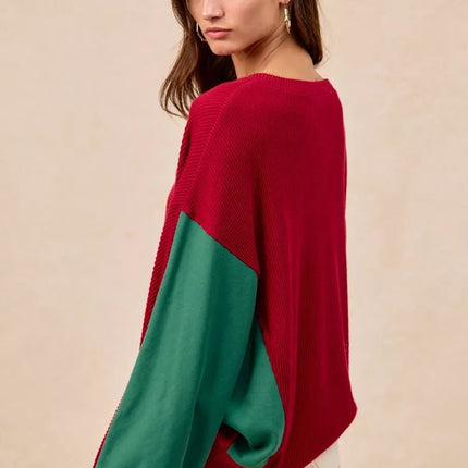 BiBi Christmas Theme Tree Embroidered Sweater - MimiStylez
