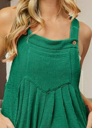 BiBi Crinkle Rib Textured Wide Leg Shortalls - MimiStylez