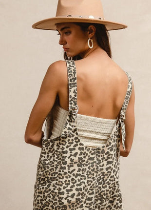 BiBi Leopard Print Adjustable Strap U Neck Jumpsuit - MimiStylez