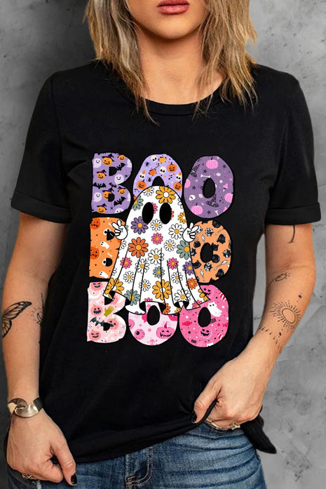 BOO Ghost Graphic Round Neck Short Sleeve T-Shirt - MimiStylez