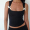 Bow Detail Square Neck Cropped Tank - MimiStylez