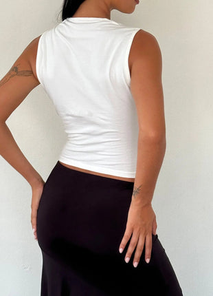 Bow Detail Square Neck Cropped Tank - MimiStylez