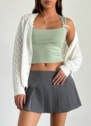 Bow Detail Square Neck Cropped Tank - MimiStylez