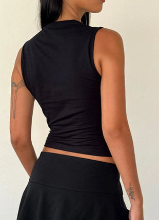 Bow Detail Square Neck Cropped Tank - MimiStylez