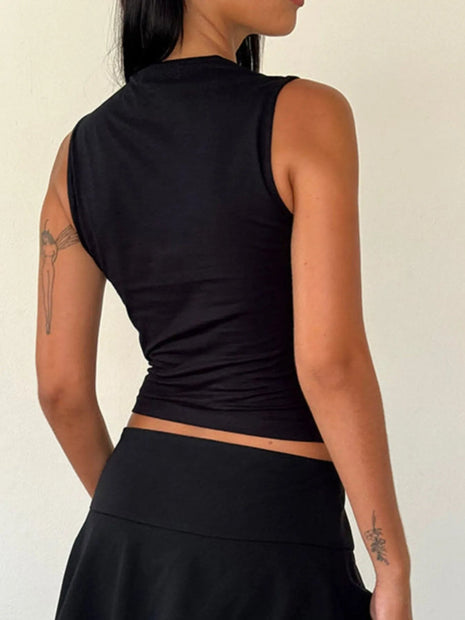 Bow Detail Square Neck Cropped Tank - MimiStylez